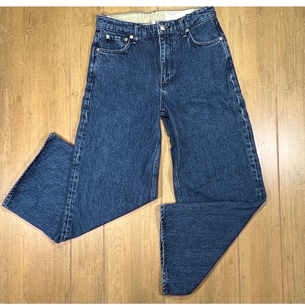 Rag & Bone Wide Leg High Rise Jeans Dark Wash Denim Size 27